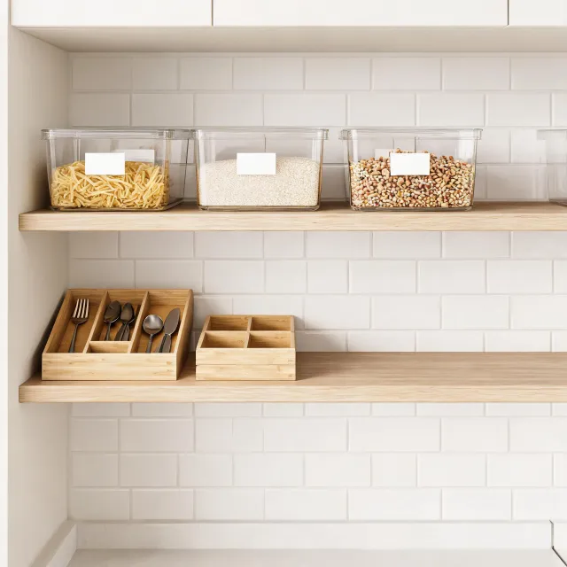 Clear pantry bins and drawer dividers
