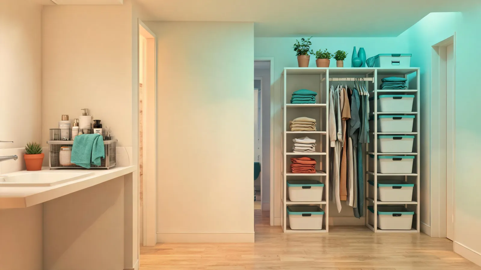 mDesign editorial lookbook scene with organized rooms